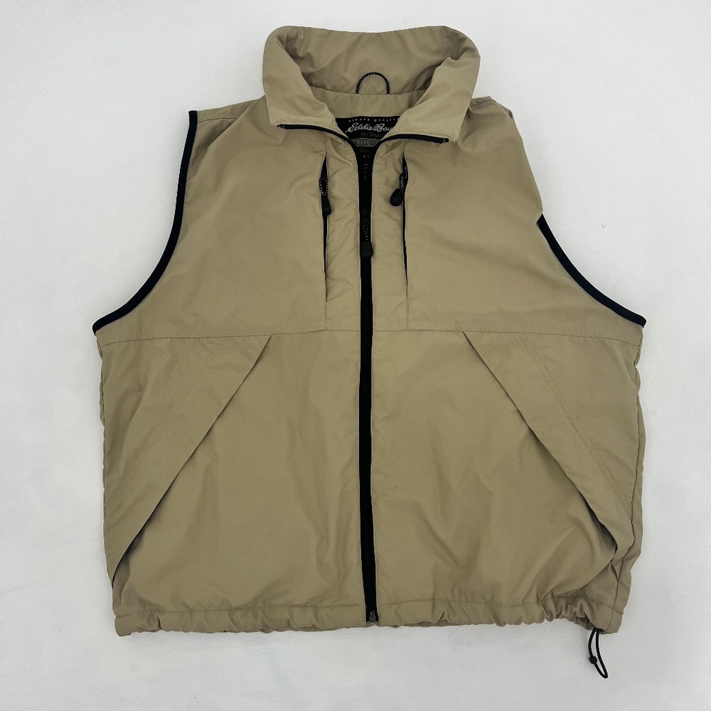 Eddie Bauer Mens Size L Tall Vest Kahki Tan‎ Full Zip Outdoor Outfitter Full Zip